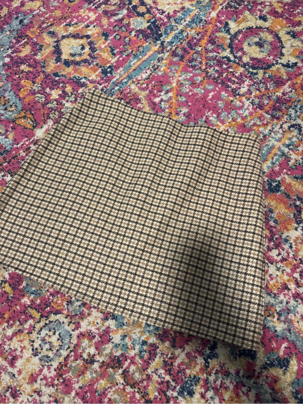 Madewell Beige and Black Checked Mini Skirt